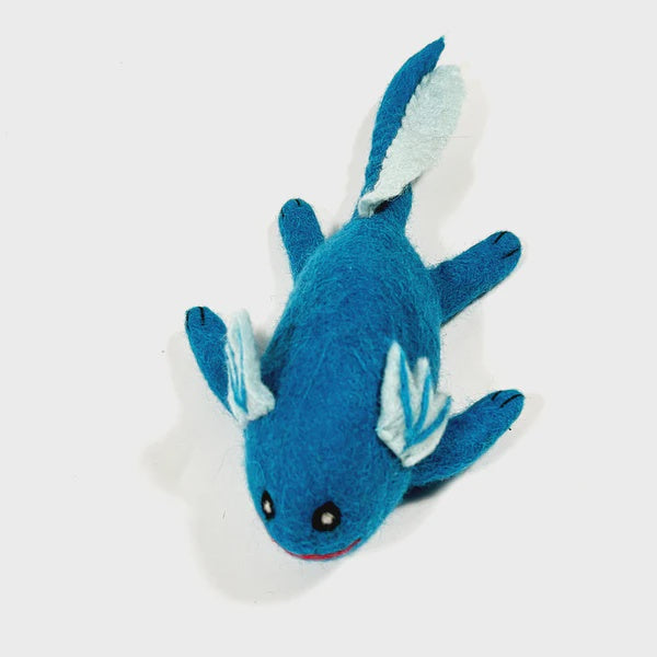 Karma Cat Toy Felted Wool Axolotl Kicker 10"
