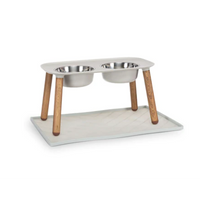 Messy Mutts - Wooden Legs Elevated Feeder with Stainless Steel Bowls