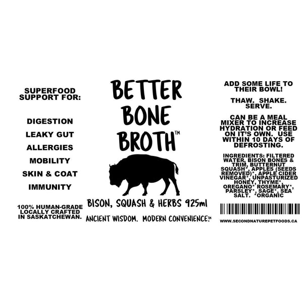 Second Nature Better Bone Broth Bison 925ml