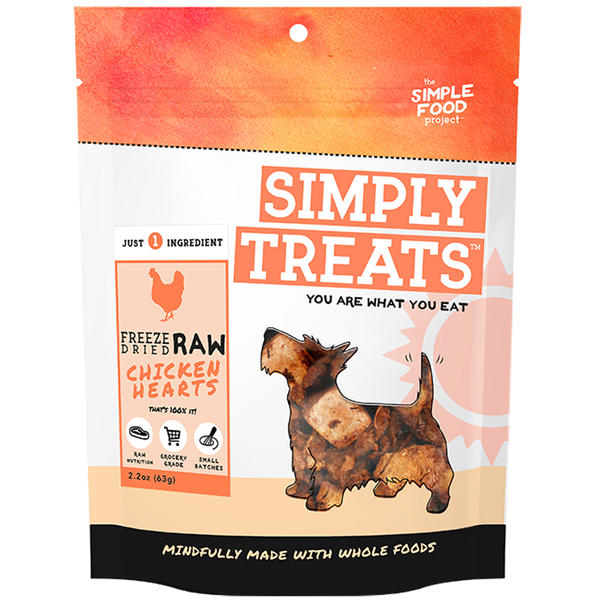 Simply Treats Dog Chicken Hearts  2.2oz